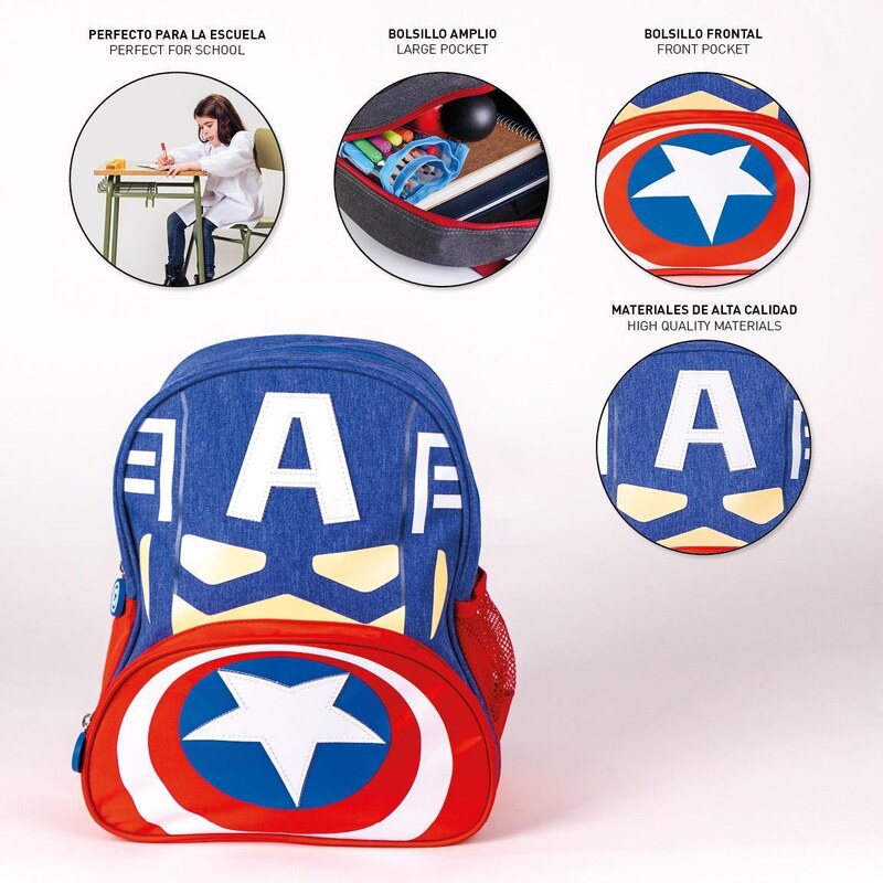 KIDS BACKPACK SCHOOL AVENGERS CAPITAN AMERICA