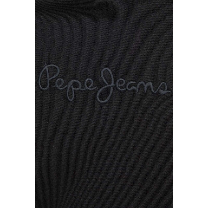 Mikina Pepe Jeans pánská, černá barva, s kapucí, melanžová