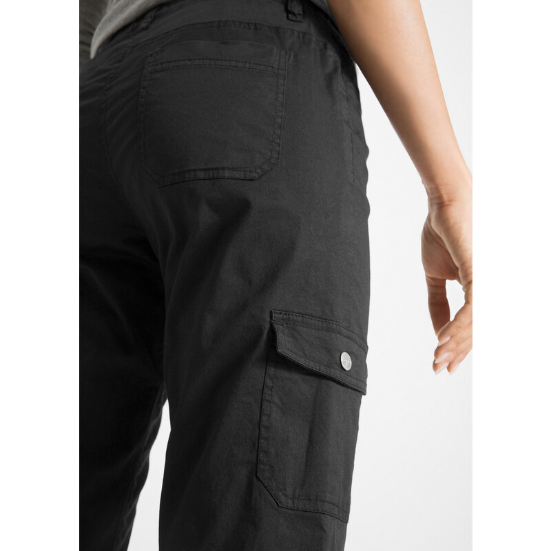 bonprix Termo cargo kalhoty bez zapínání Černá