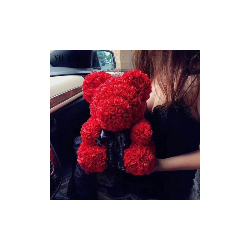 onHand.cz Rose Bear - rudý medvídek z růží 25 cm