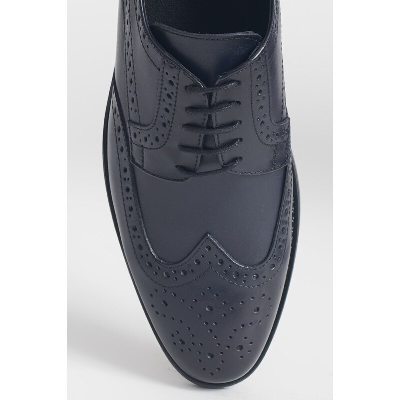 ALTINYILDIZ CLASSICS Men's Navy Blue 100% Leather Classic Shoes
