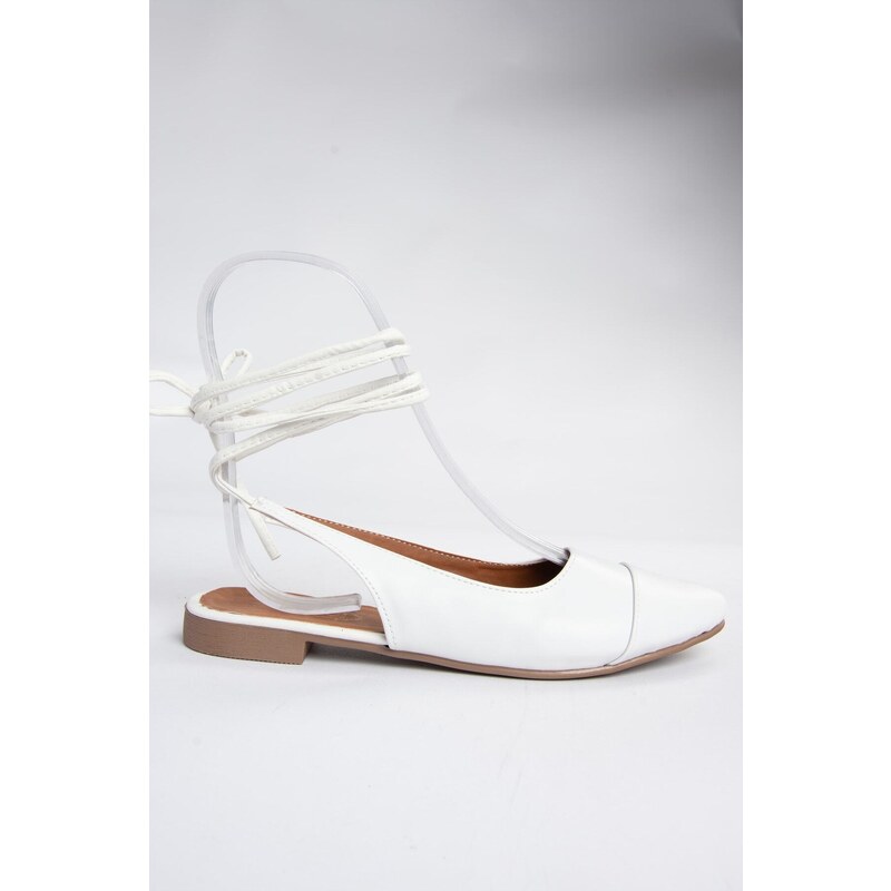 Fox Shoes White Women's Tie Ankle Flats shoes