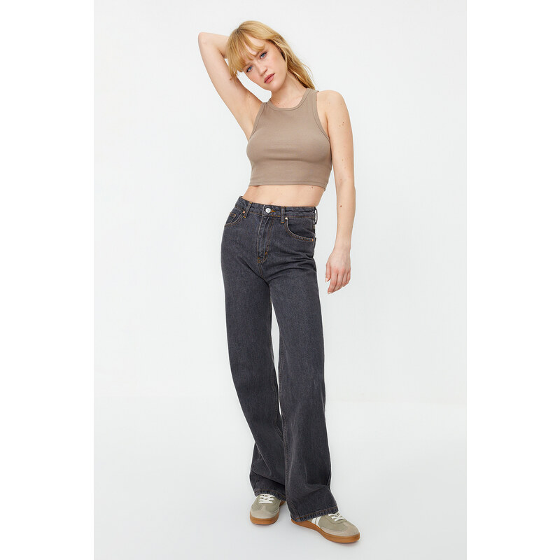 Trendyol Black More Sustainable High Waist Wide Leg Jeans