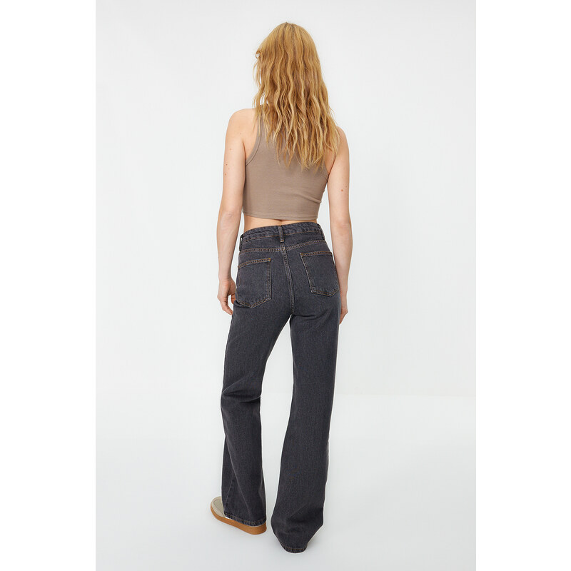 Trendyol Black More Sustainable High Waist Wide Leg Jeans