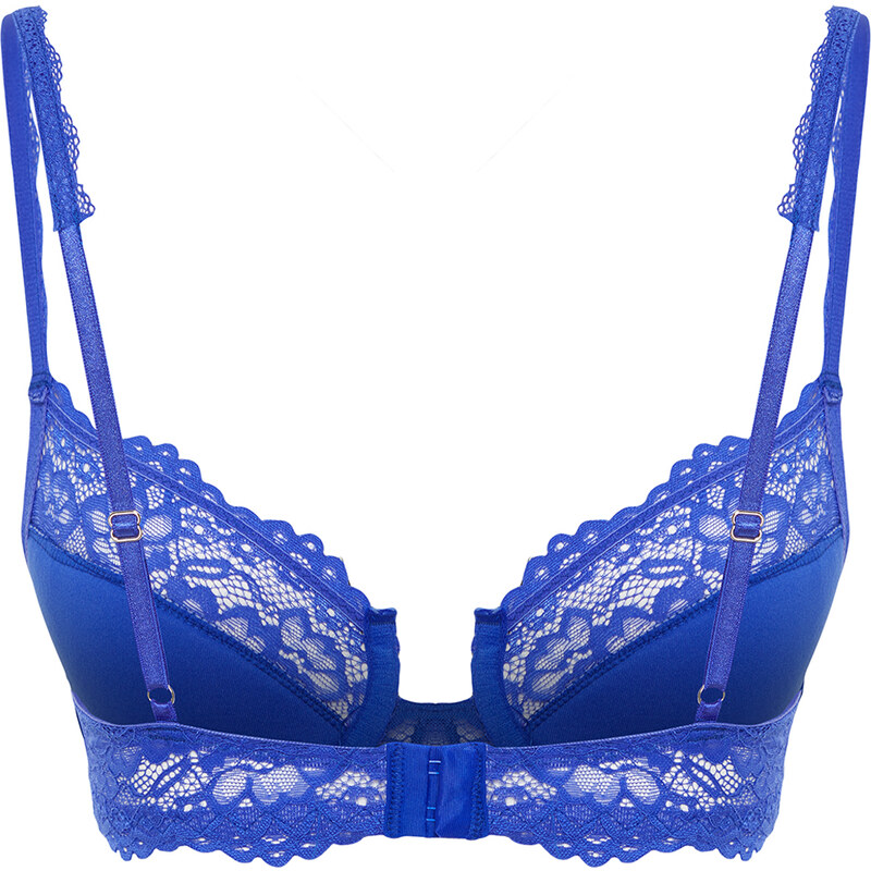 Trendyol Navy Blue Lace U Underwire Covered Balconette Knitted Bra