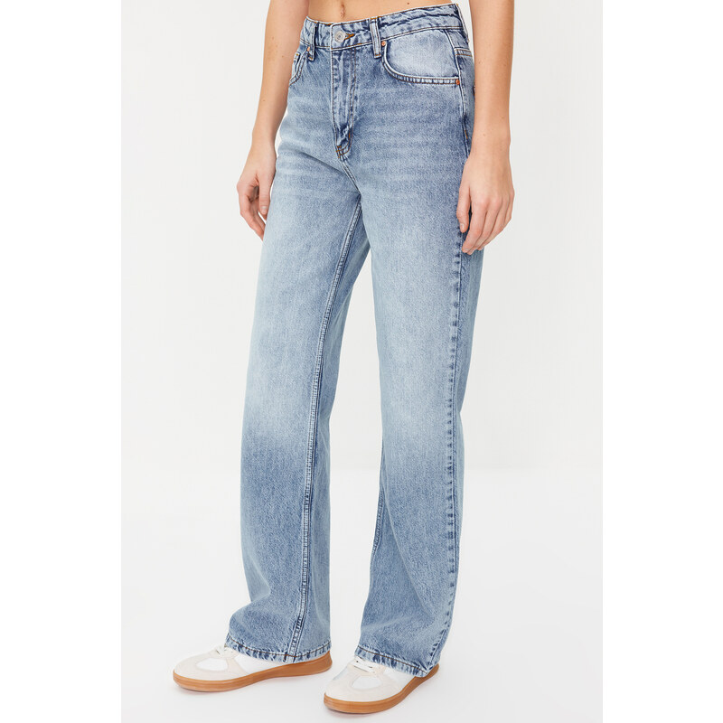 Trendyol Light Blue More Sustainable High Waist Wide Leg Jeans