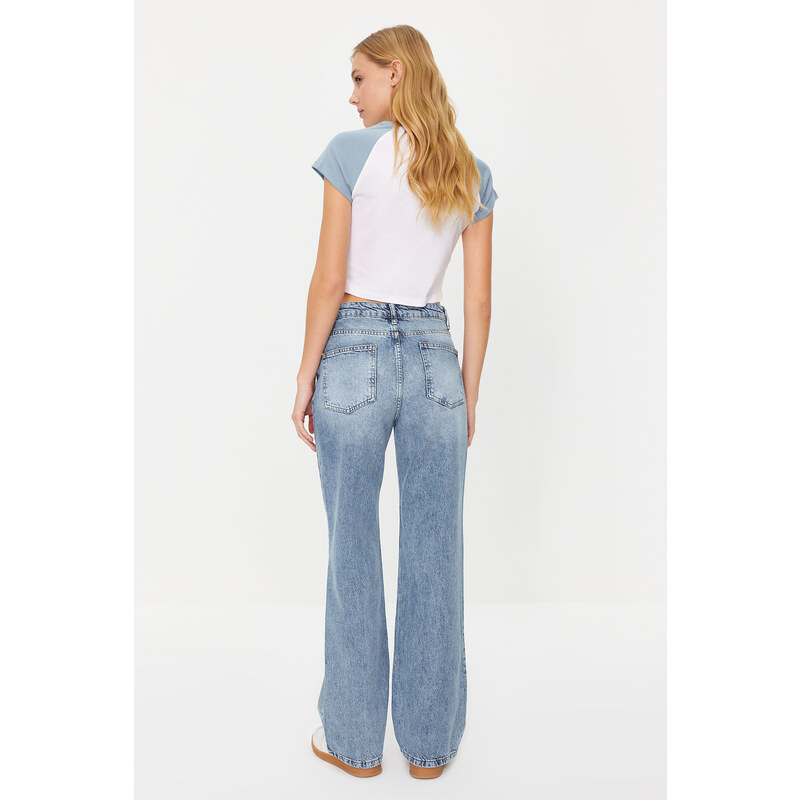 Trendyol Light Blue More Sustainable High Waist Wide Leg Jeans