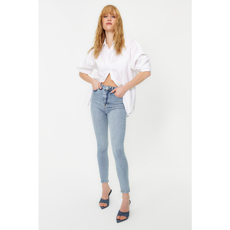 Trendyol Light Blue Vintage High Waist Skinny Jeans