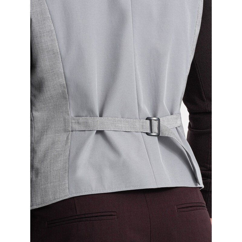 Ombre Clothing Pánská žakárová vesta bez klop - světle šedá V1 OM-BLZV-0106