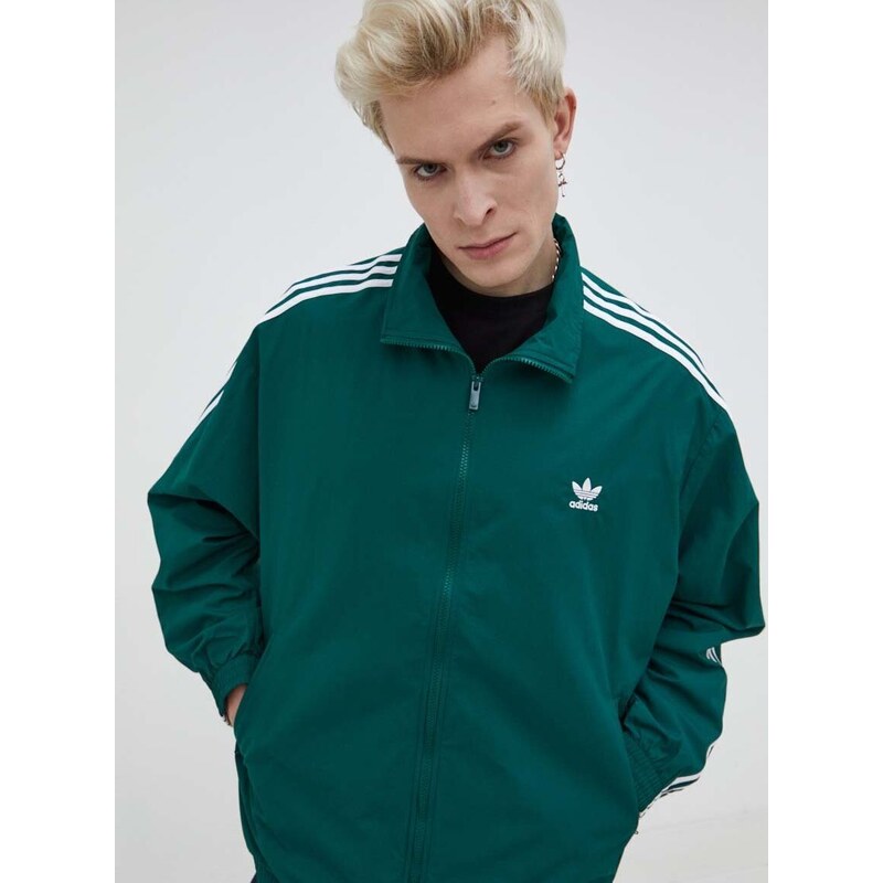 Halenka adidas Originals pánská, zelená barva, přechodná, IT2494