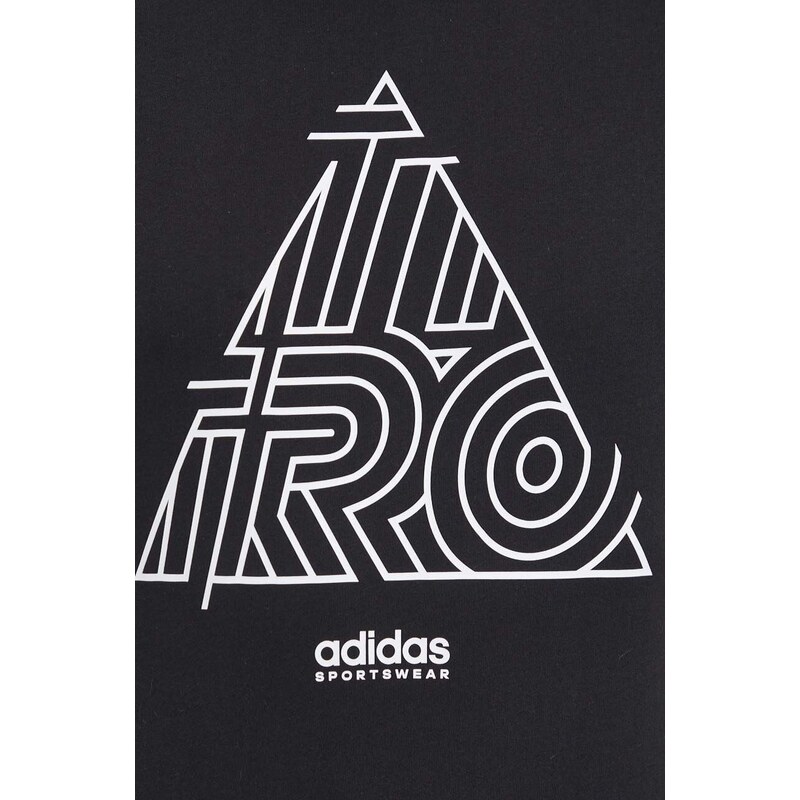 Bavlněné tričko adidas TIRO černá barva, s potiskem, IS2877