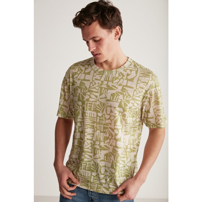 GRIMELANGE Lucas Comfort Ecru / Patterned T-shirt