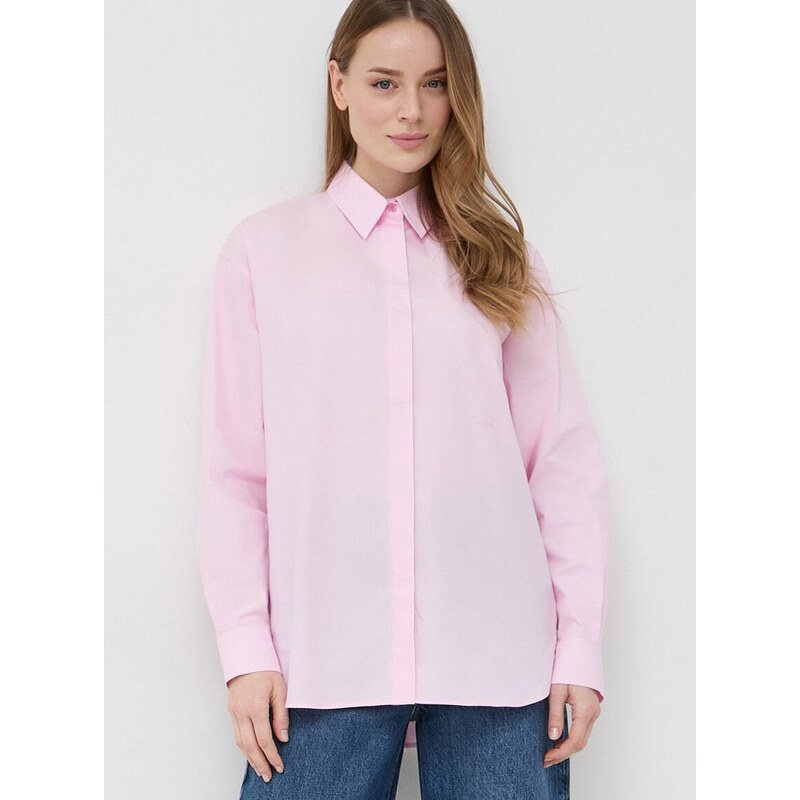 Bavlněná košile Pinko růžová barva, regular, s klasickým límcem, 100233.A19U