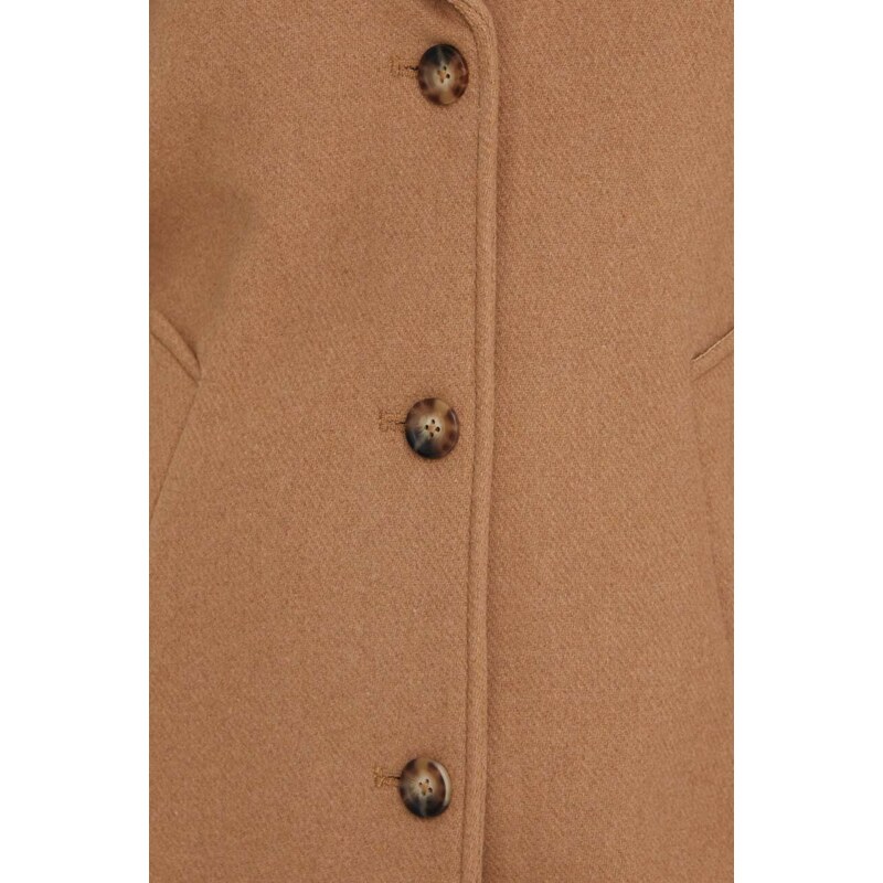 Kabát s příměsí vlny Abercrombie & Fitch hnědá barva, přechodný
