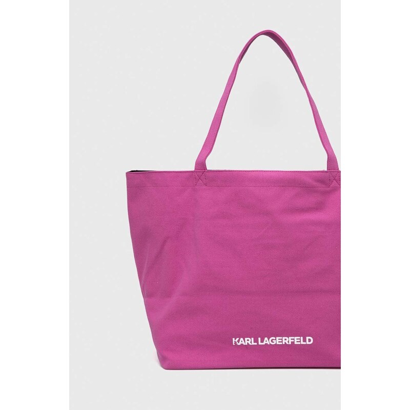 Bavlněná kabelka Karl Lagerfeld růžová barva