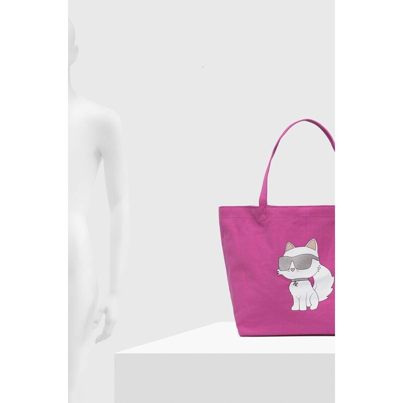 Bavlněná kabelka Karl Lagerfeld růžová barva