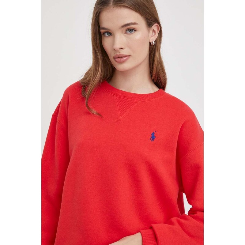 Mikina Polo Ralph Lauren dámská, červená barva, hladká