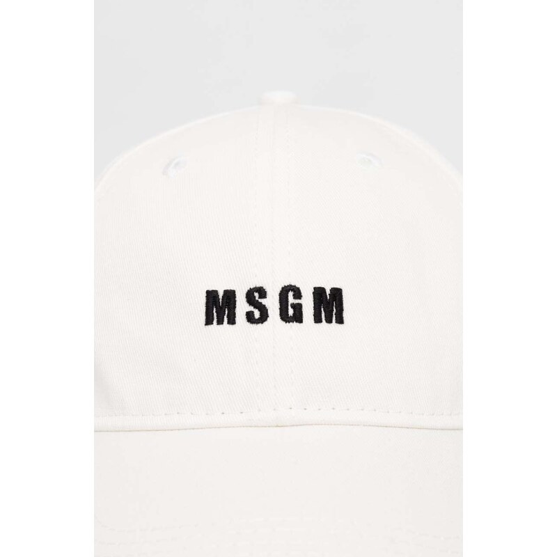 Bavlněná baseballová čepice MSGM bílá barva, s aplikací
