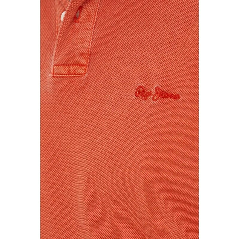 Bavlněné polo tričko Pepe Jeans oranžová barva