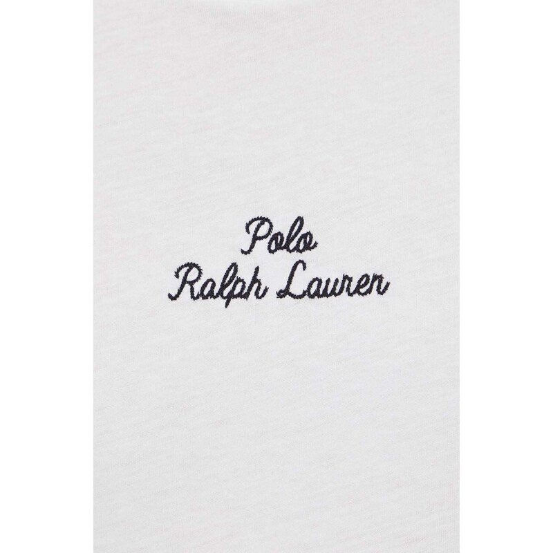 Bavlněné tričko Polo Ralph Lauren bílá barva