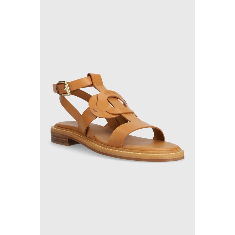 Kožené sandály See by Chloé Loys dámské, hnědá barva, SB42020A