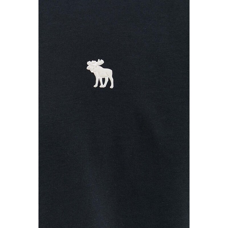 Bavlněné tričko s dlouhým rukávem Abercrombie & Fitch černá barva, s aplikací