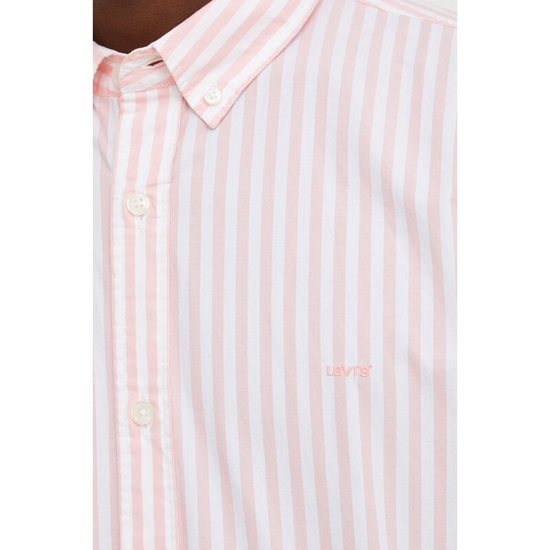 Bavlněná košile Levi's růžová barva, relaxed, s límečkem button-down