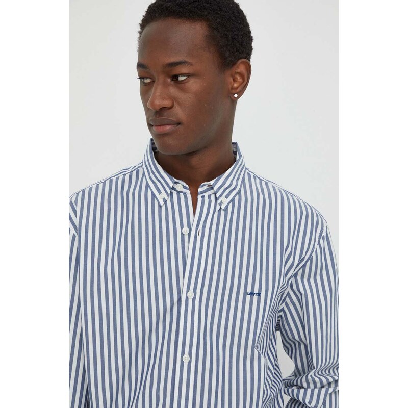 Bavlněná košile Levi's tmavomodrá barva, relaxed, s límečkem button-down