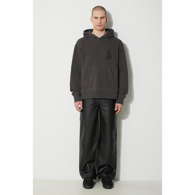 Bavlněná mikina KSUBI portal kash hoodie pánská, šedá barva, s kapucí, s potiskem, MPS24FL011