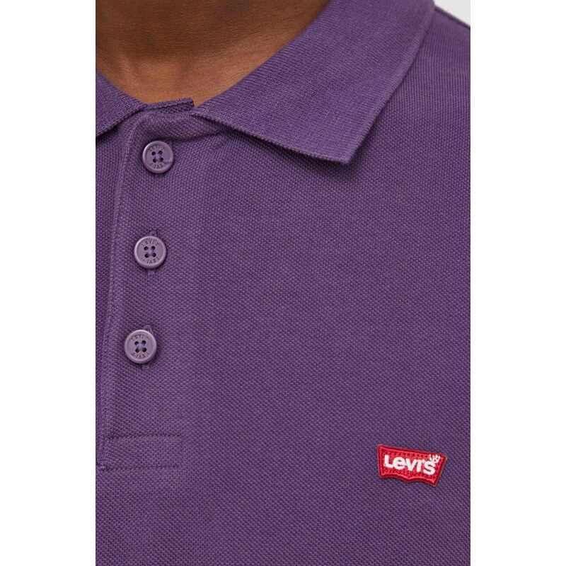 Bavlněné polo tričko Levi's fialová barva