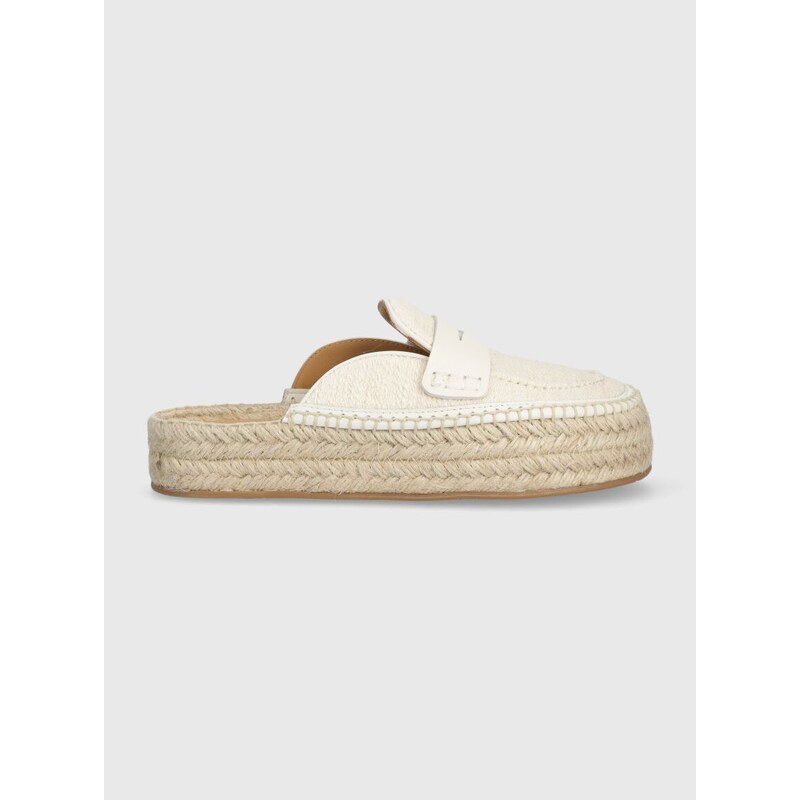 Pantofle JW Anderson Loafer Espadrillas dámské, béžová barva, na platformě, ANW42005C