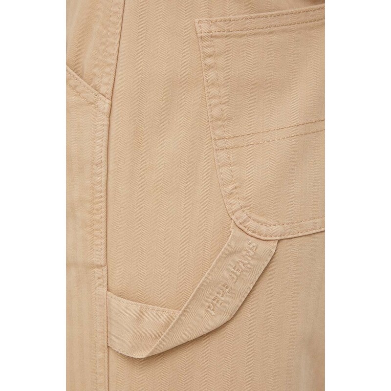 Kalhoty Pepe Jeans Betsy dámské, béžová barva, jednoduché, medium waist