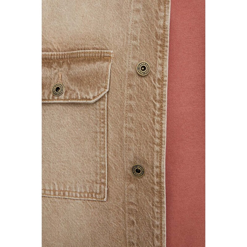 Džínová košile Pepe Jeans Enzo pánská, béžová barva, regular, s klasickým límcem