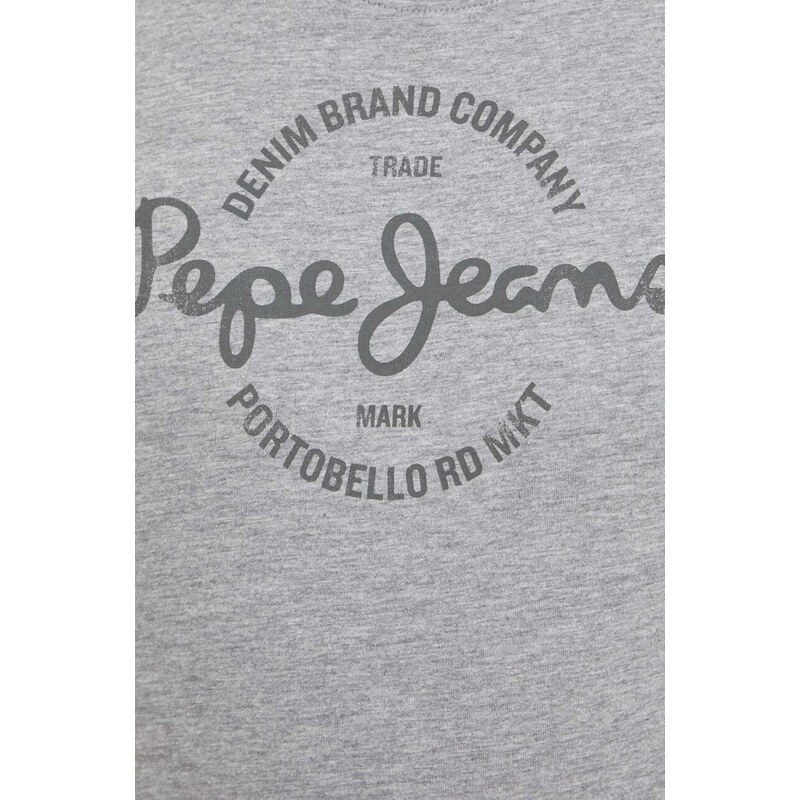 Bavlněné tričko Pepe Jeans Craigton šedá barva, s potiskem