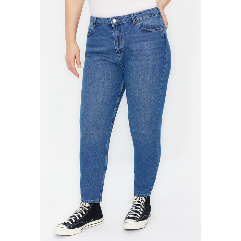 Trendyol Curve Dark Blue High Waist Mom Jeans