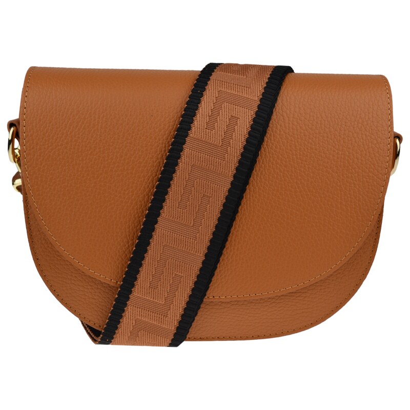 Hnědá kožená italská crossbody kabelka Ramona Camel s přídavným
