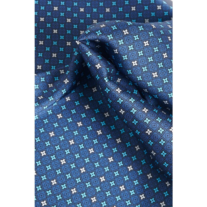 ALTINYILDIZ CLASSICS Men's Navy Blue-Grey Patterned Handkerchief