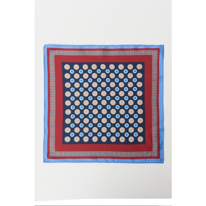 ALTINYILDIZ CLASSICS Men's Claret Red-Navy Blue Patterned Handkerchief