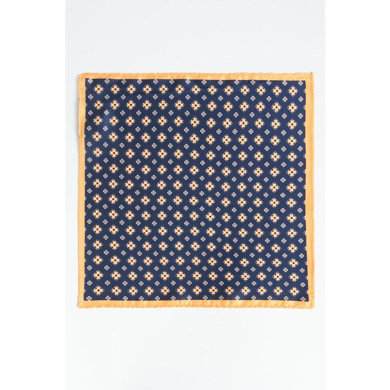 ALTINYILDIZ CLASSICS Men's Navy Blue-Mustard Patterned Handkerchief