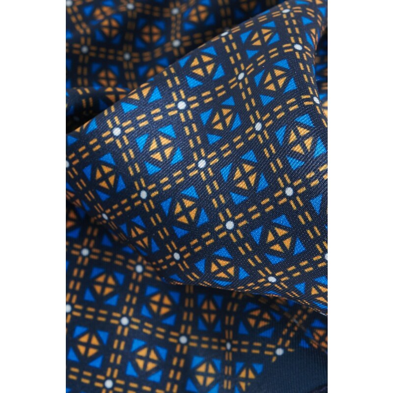 ALTINYILDIZ CLASSICS Men's Navy Blue-Mustard Patterned Handkerchief