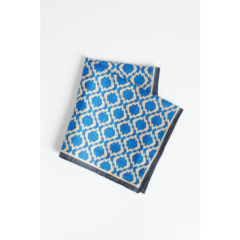 ALTINYILDIZ CLASSICS Men's Blue-beige Patterned Handkerchief