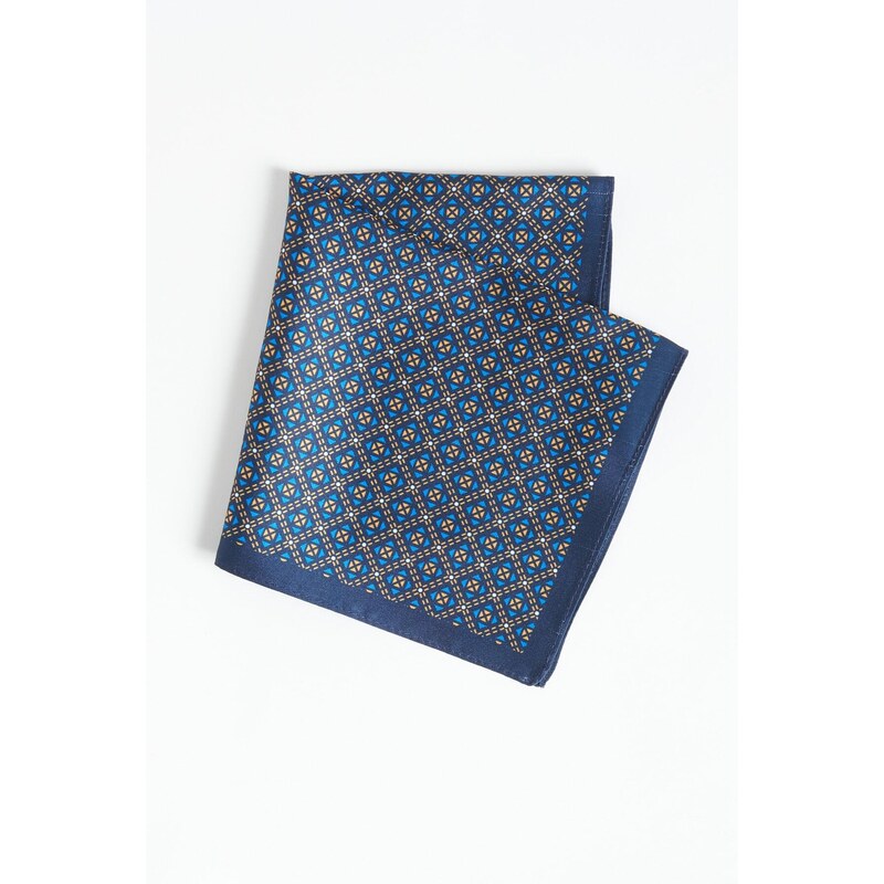 ALTINYILDIZ CLASSICS Men's Navy Blue-Mustard Patterned Handkerchief