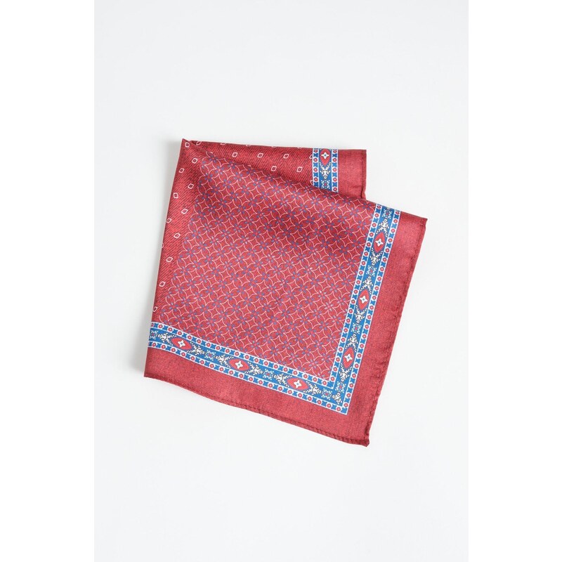 ALTINYILDIZ CLASSICS Men's Claret Red-blue Patterned Handkerchief