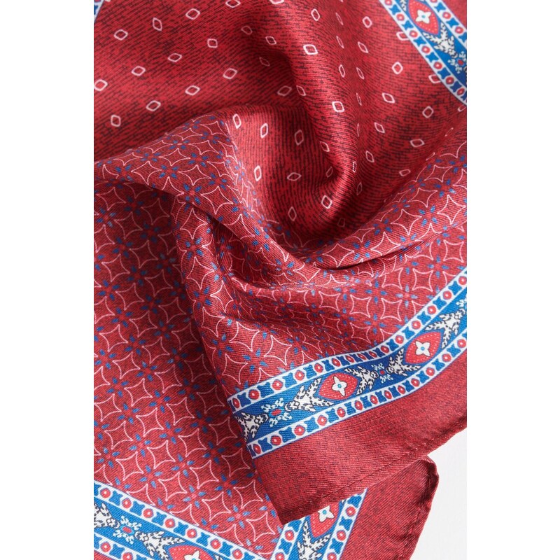 ALTINYILDIZ CLASSICS Men's Claret Red-blue Patterned Handkerchief