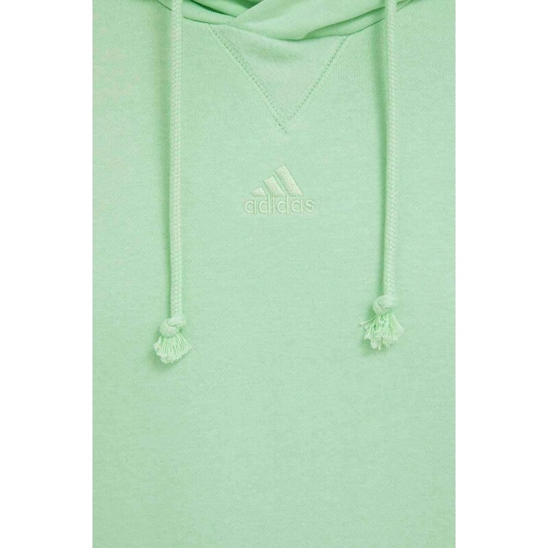 Mikina adidas pánská, zelená barva, s kapucí, hladká, IX3951
