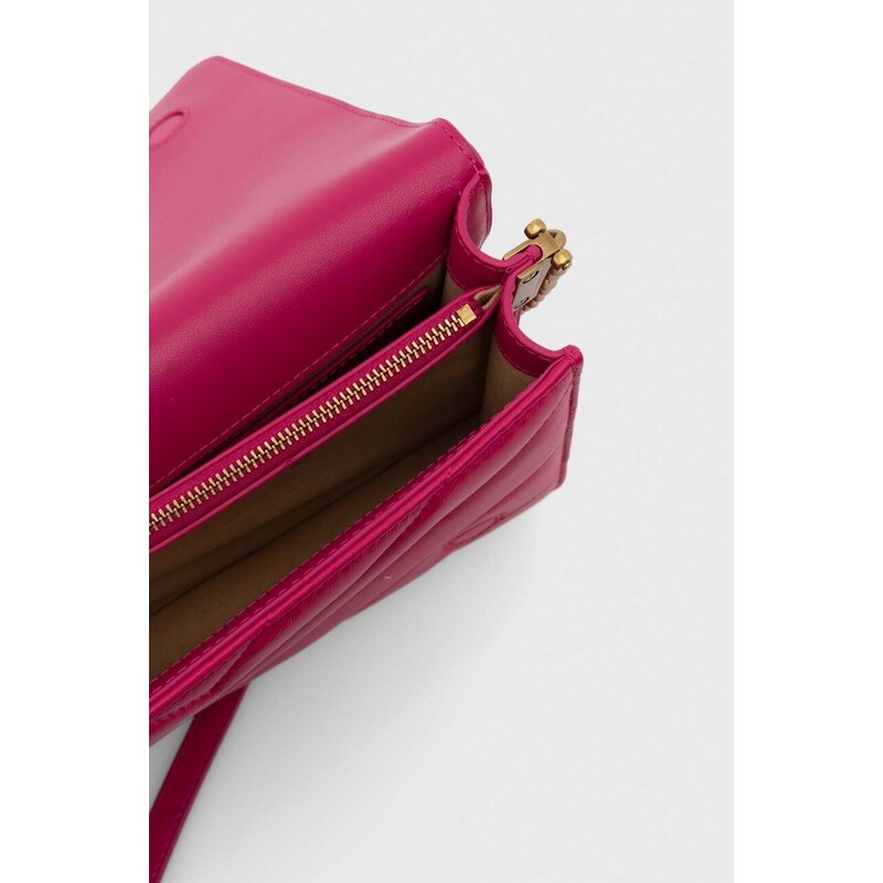 Kožená kabelka Pinko šedá barva, 100063.A136
