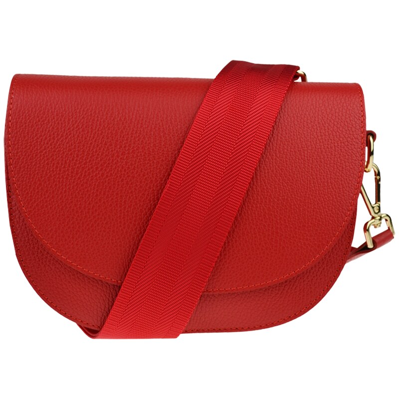 Červená kožená italská crossbody kabelka Ramona Rosso s