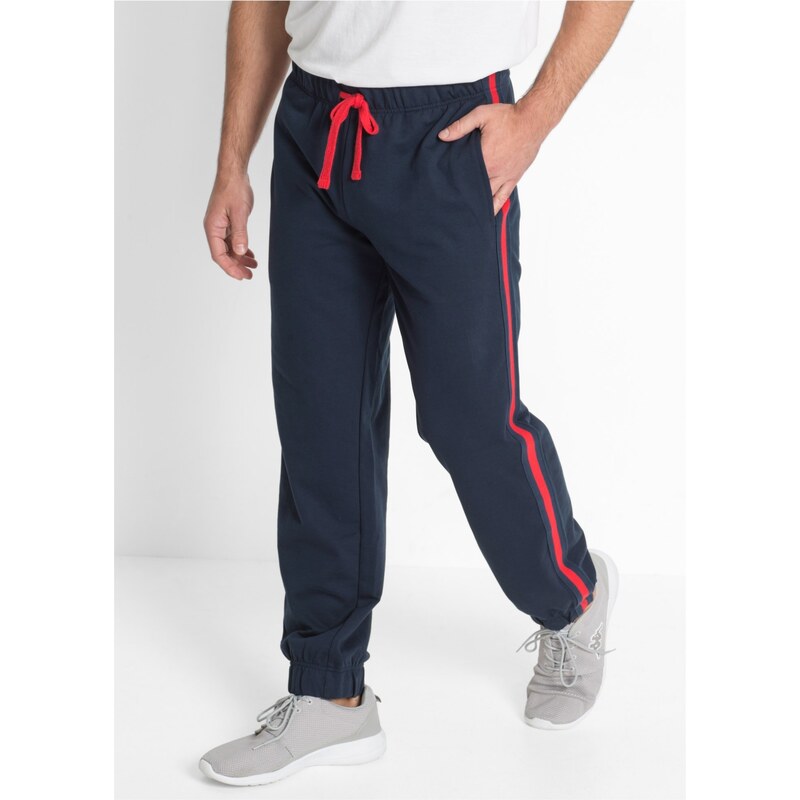 bonprix Joggingové kalhoty s kontrastními detaily modrá Muž