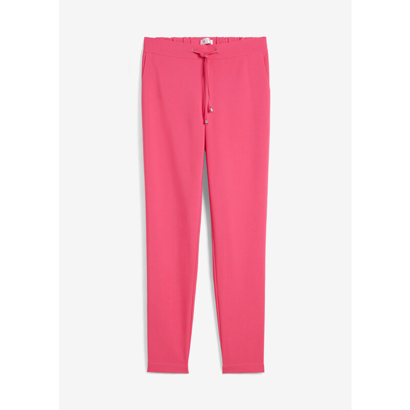 bonprix Kalhoty bez zapínání, s ozdobnými proužky Pink