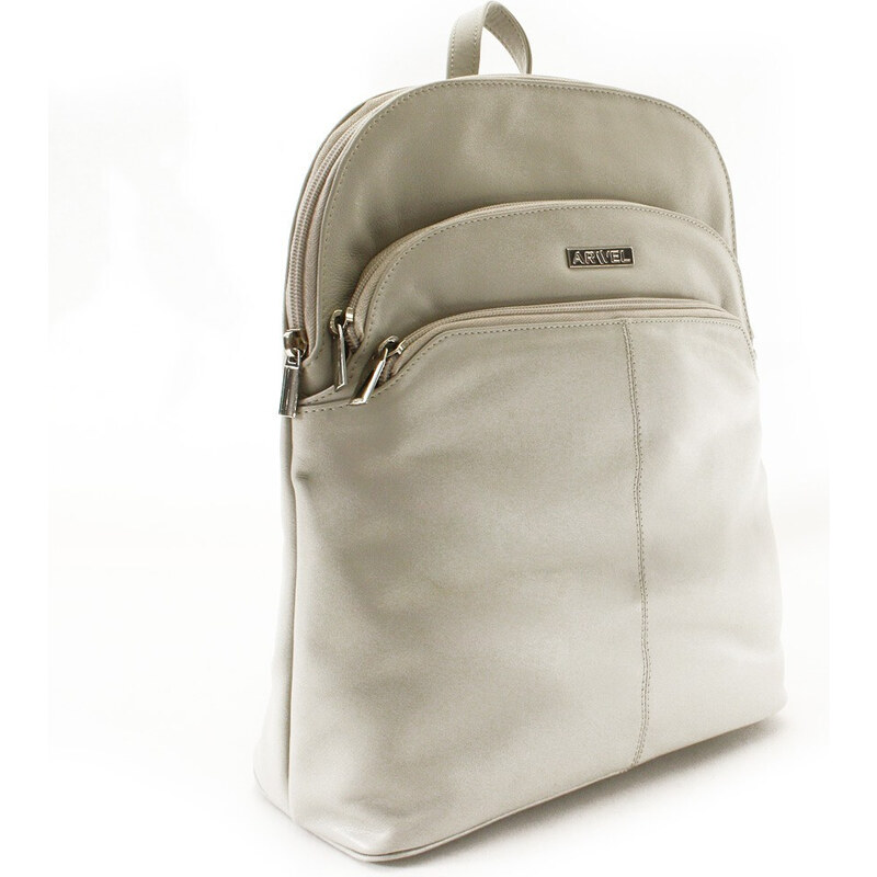 Světle šedý kožený dámský moderní batoh Poppy